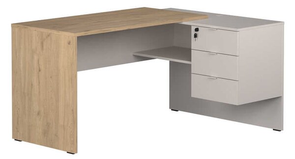 Birou Adore Madrid cu 3 sertare, Stejar, 140x75x107 cm