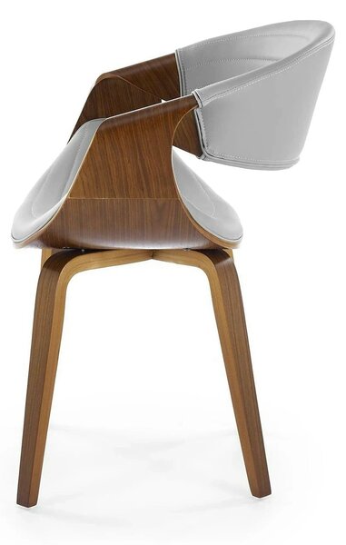 Scaun picioare lemn K544, gri/nuc, piele ecologica/placaj, 55x55x77 cm