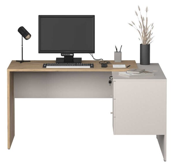Birou Adore Madrid cu 3 sertare, Stejar, 140x75x107 cm