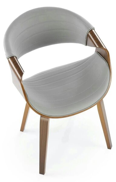 Scaun picioare lemn K544, gri/nuc, piele ecologica/placaj, 55x55x77 cm