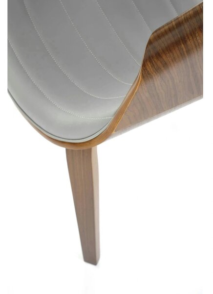 Scaun picioare lemn K544, gri/nuc, piele ecologica/placaj, 55x55x77 cm
