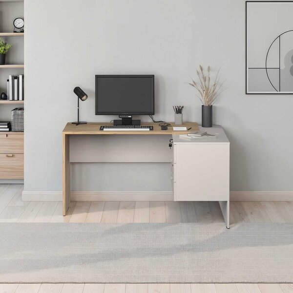 Birou Adore Madrid cu 3 sertare, Stejar, 140x75x107 cm