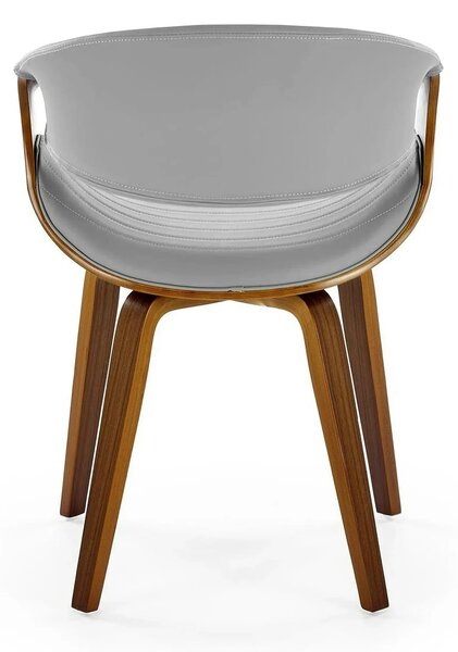 Scaun picioare lemn K544, gri/nuc, piele ecologica/placaj, 55x55x77 cm