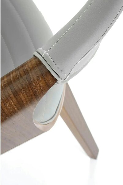 Scaun picioare lemn K544, gri/nuc, piele ecologica/placaj, 55x55x77 cm