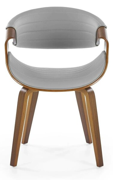 Scaun picioare lemn K544, gri/nuc, piele ecologica/placaj, 55x55x77 cm