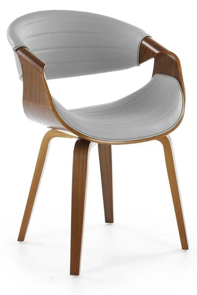 Scaun picioare lemn K544, gri/nuc, piele ecologica/placaj, 55x55x77 cm