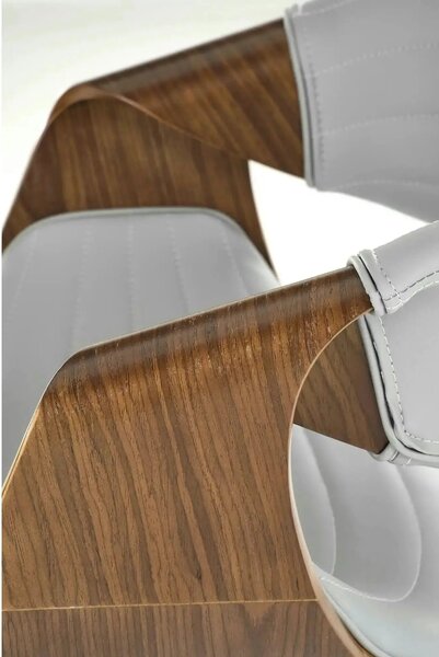 Scaun picioare lemn K544, gri/nuc, piele ecologica/placaj, 55x55x77 cm