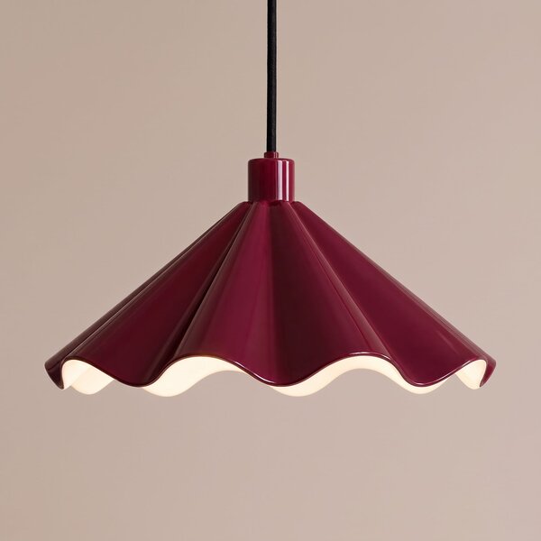 Lindby Lampă suspendată Lilliet, Ø 34 cm, roșu închis, metal, E27, reglabil, Roșu, Camera de zi / sufragerie, Metal, Modern