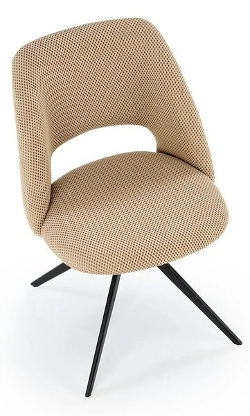 Scaun rotativ K546, bej/negru, panza/metal, 52x60x79 cm