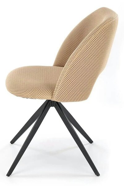 Scaun rotativ K546, bej/negru, panza/metal, 52x60x79 cm