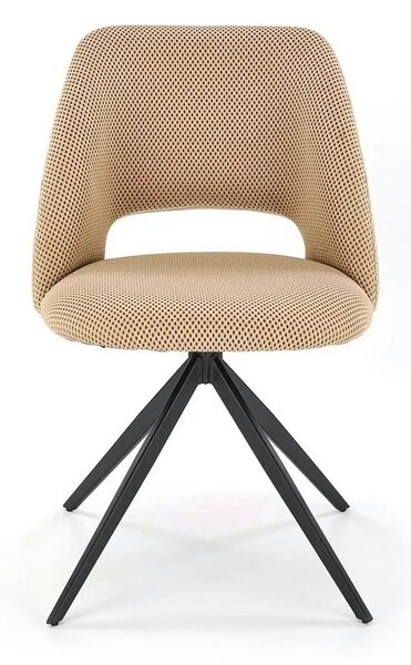 Scaun rotativ K546, bej/negru, panza/metal, 52x60x79 cm