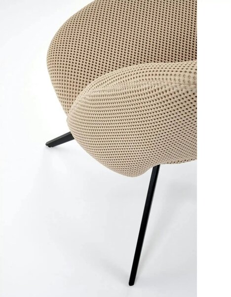 Scaun rotativ K546, bej/negru, panza/metal, 52x60x79 cm