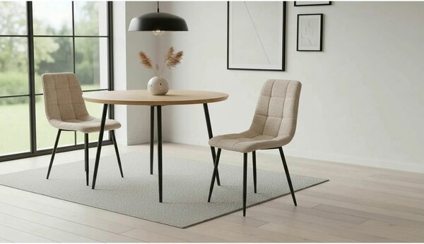 Scaun K547, bej/negru, stofa clasica/metal, 45x53x87 cm