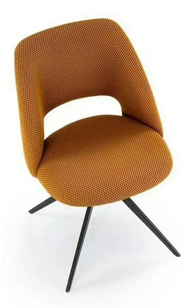 Scaun rotativ K546, galben mustar/negru, panza/metal, 52x60x79 cm