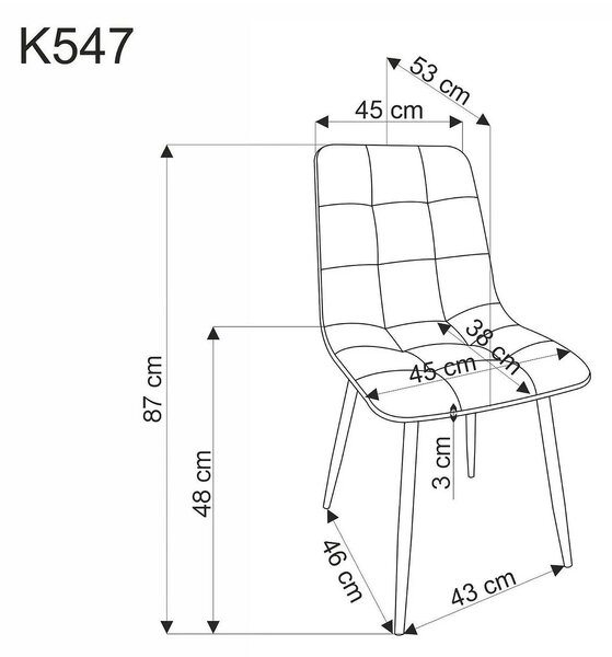 Scaun K547, negru, stofa clasica/metal, 45x53x87 cm