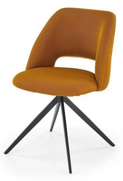 Scaun rotativ K546, galben mustar/negru, panza/metal, 52x60x79 cm