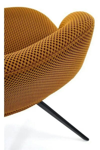 Scaun rotativ K546, galben mustar/negru, panza/metal, 52x60x79 cm