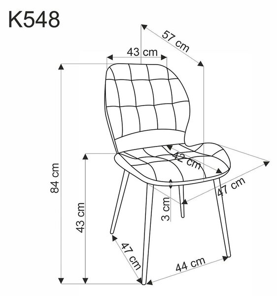 Scaun K548, bej/negru, stofa clasica/metal, 47x55x84 cm