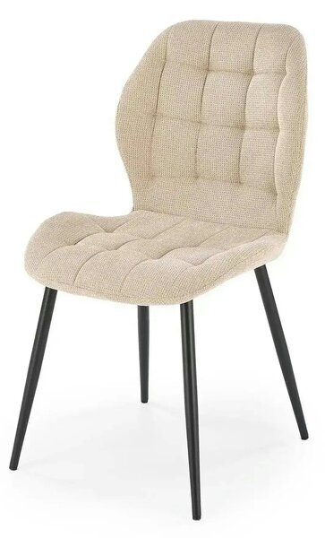 Scaun K548, bej/negru, stofa clasica/metal, 47x55x84 cm