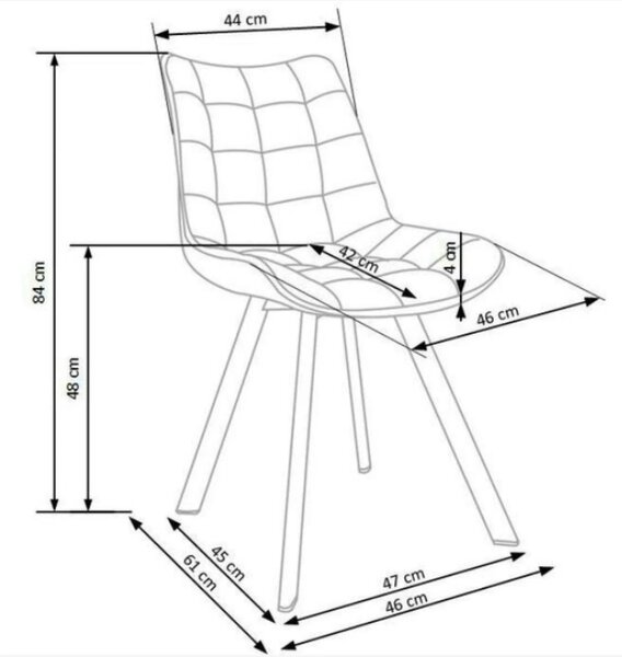 Scaun K549, gri/negru, stofa clasica/metal, 46x61x84 cm
