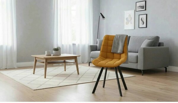 Scaun K549, galben/negru, stofa clasica/metal, 46x61x84 cm