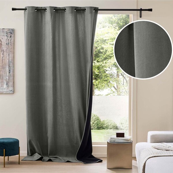Draperie gri antracit termoizolantă din catifea reiată 140x260 cm Madison – douceur d'intérieur