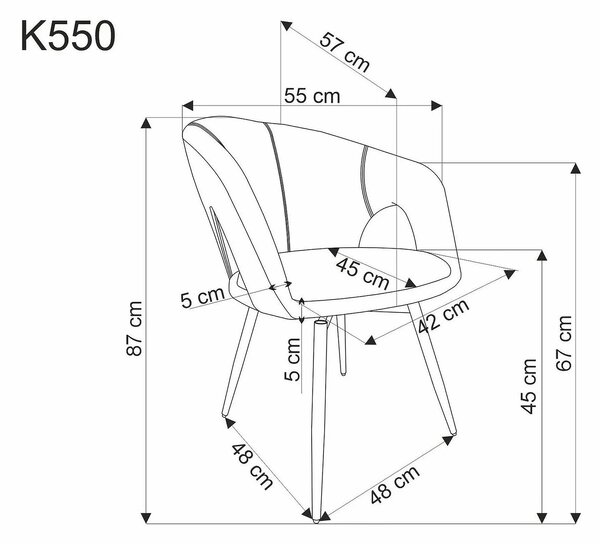 Scaun rotativ K550, bej/negru, stofa clasica/metal, 57x57x78 cm