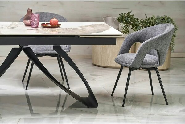 Scaun rotativ K550, gri/negru, stofa clasica/metal, 57x57x78 cm