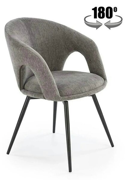 Scaun rotativ K550, gri/negru, stofa clasica/metal, 57x57x78 cm