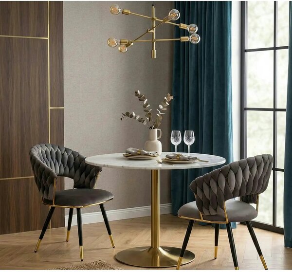 Scaun K551, gri/negru/auriu, stofa catifelata/metal, 62x58x85 cm