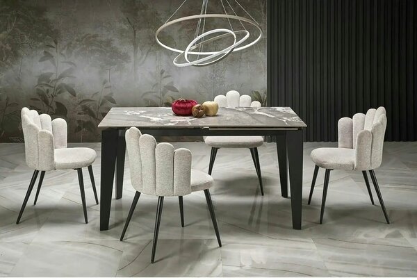 Scaun K552, bej/negru, stofa clasica/metal, 53x53x83 cm