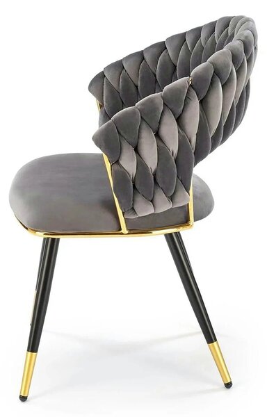 Scaun K551, gri/negru/auriu, stofa catifelata/metal, 62x58x85 cm