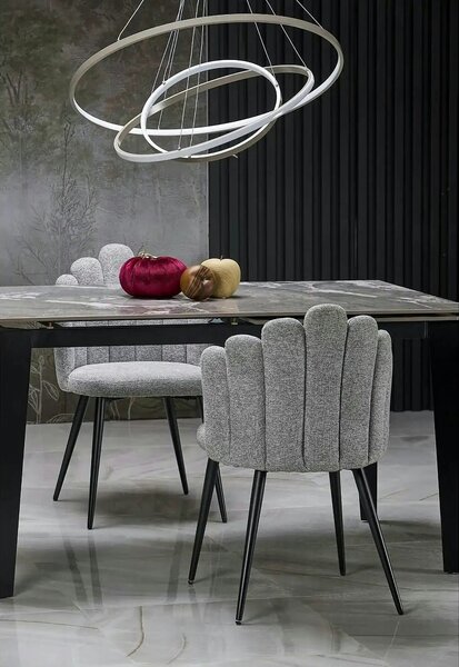 Scaun K552, bej/negru, stofa clasica/metal, 53x53x83 cm