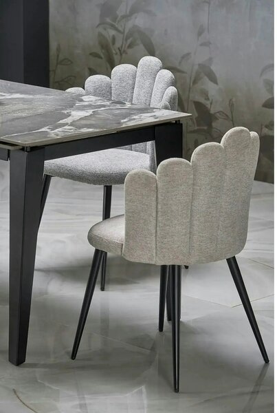Scaun K552, bej/negru, stofa clasica/metal, 53x53x83 cm