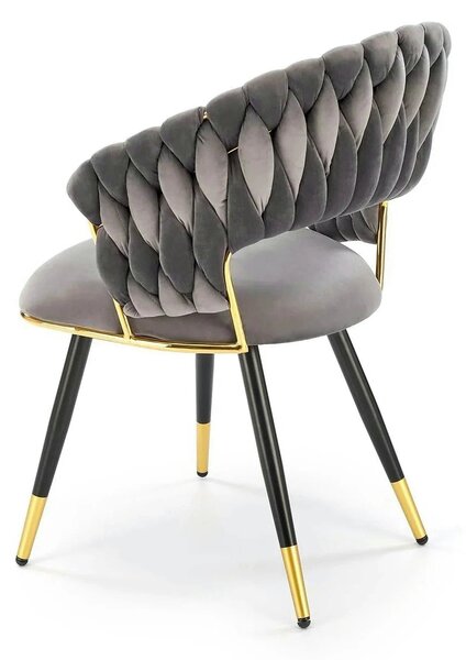 Scaun K551, gri/negru/auriu, stofa catifelata/metal, 62x58x85 cm