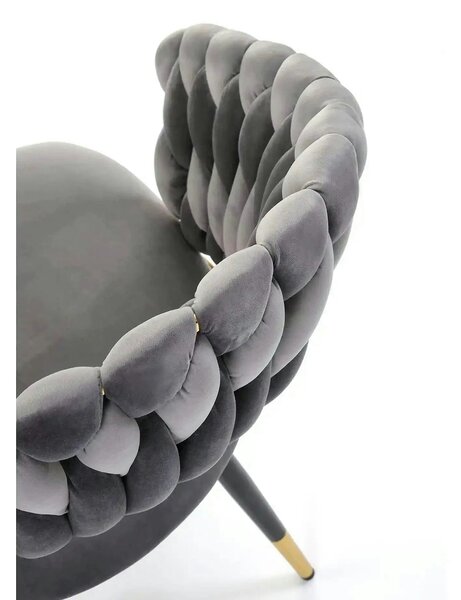 Scaun K551, gri/negru/auriu, stofa catifelata/metal, 62x58x85 cm