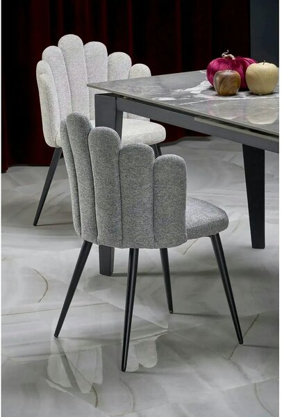 Scaun K552, bej/negru, stofa clasica/metal, 53x53x83 cm
