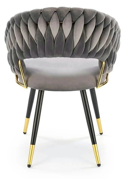 Scaun K551, gri/negru/auriu, stofa catifelata/metal, 62x58x85 cm