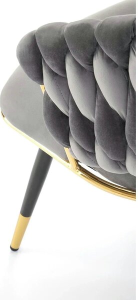 Scaun K551, gri/negru/auriu, stofa catifelata/metal, 62x58x85 cm