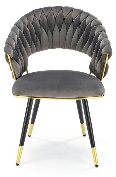 Scaun K551, gri/negru/auriu, stofa catifelata/metal, 62x58x85 cm