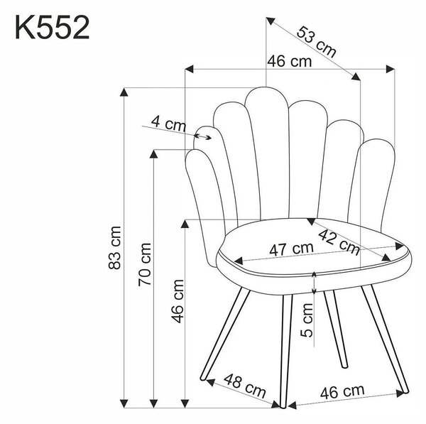 Scaun K552, bej/negru, stofa clasica/metal, 53x53x83 cm