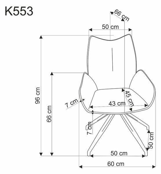 Scaun rotativ K553, bej/negru, stofa clasica/metal, 60x66x96 cm