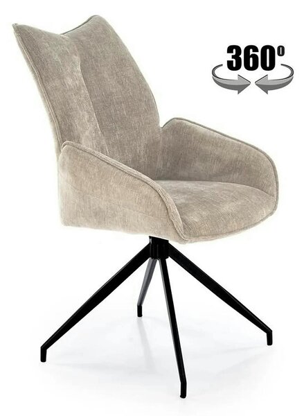 Scaun rotativ K553, bej/negru, stofa clasica/metal, 60x66x96 cm