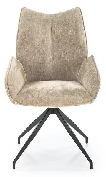 Scaun rotativ K553, bej/negru, stofa clasica/metal, 60x66x96 cm