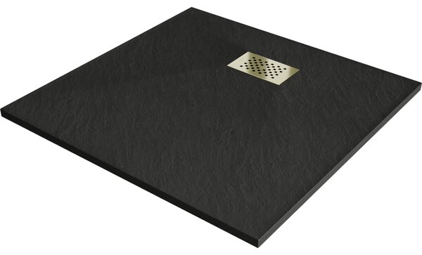 Mexen Hugo tăviță de duș pătrată SMC 80 x 80 cm, neagră, mască aurie - 42708080-G