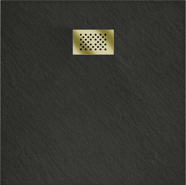 Mexen Hugo tăviță de duș pătrată SMC 80 x 80 cm, neagră, mască aurie - 42708080-G
