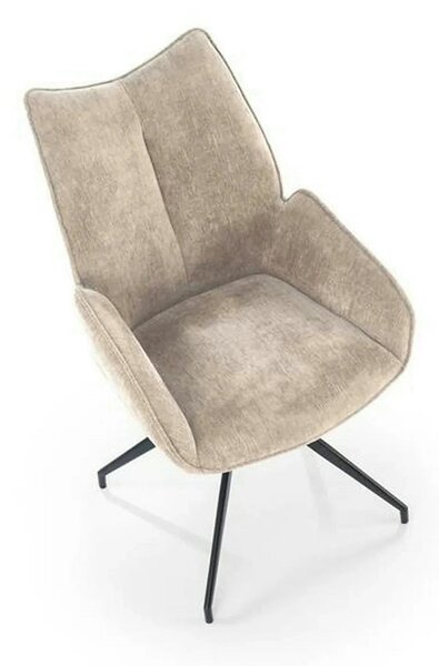 Scaun rotativ K553, bej/negru, stofa clasica/metal, 60x66x96 cm