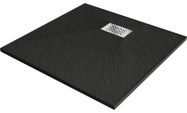 Mexen Hugo, cadă de duș pătrată SMC 80 x 80 cm, negru, capac din oțel, 42708080-X