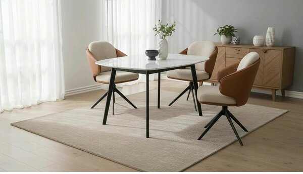 Scaun rotativ K554, maro/bej/negru, stofa clasica/piele ecologica/meta