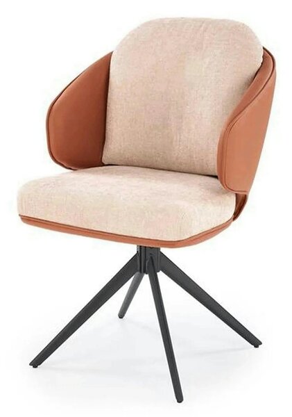Scaun rotativ K554, maro/bej/negru, stofa clasica/piele ecologica/meta